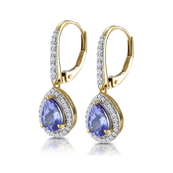 1.4ct Tanzanite and Diamond Halo Earrings 18K Gold Asteria Collection - Image 3