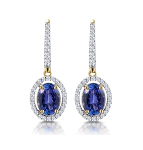 1.6ct Tanzanite and Diamond Halo Earrings 18K Gold Asteria Collection