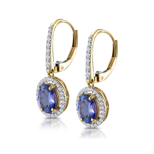 1.6ct Tanzanite and Diamond Halo Earrings 18K Gold Asteria Collection - Image 3