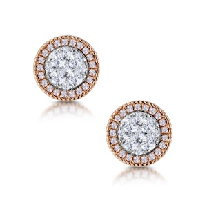 Diamond and Pink Diamond Halo Asteria Circle Earrings 18K Rose Gold