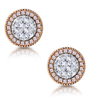 Diamond and Pink Diamond Halo Asteria Circle Earrings 18K Rose Gold
