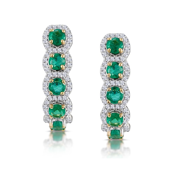 1.20ct Emerald and Diamond Halo Asteria Earrings in 18K Gold - Image 1