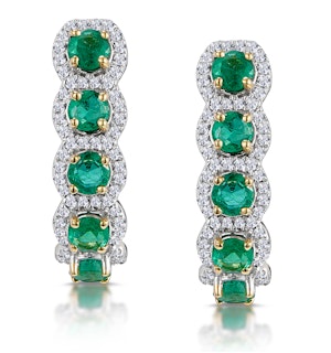 1.20ct Emerald and Diamond Halo Asteria Earrings in 18K Gold
