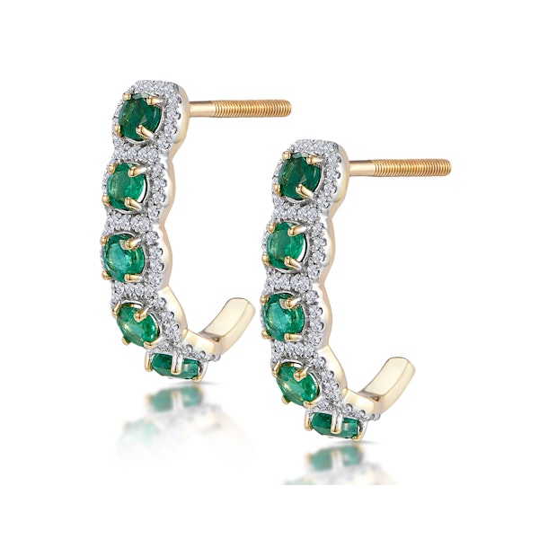 1.20ct Emerald and Diamond Halo Asteria Earrings in 18K Gold - Image 2