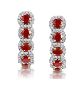 1.50ct Ruby and Diamond Halo Asteria Earrings in 18K Gold
