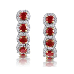 1.50ct Ruby and Diamond Halo Asteria Earrings in 18K Gold