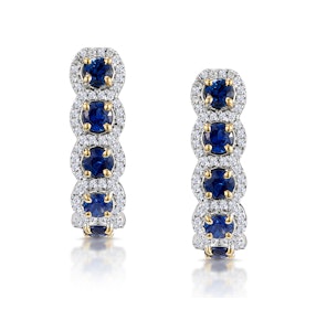 1.50ct Sapphire Diamond Halo Asteria Earrings in 18K Gold