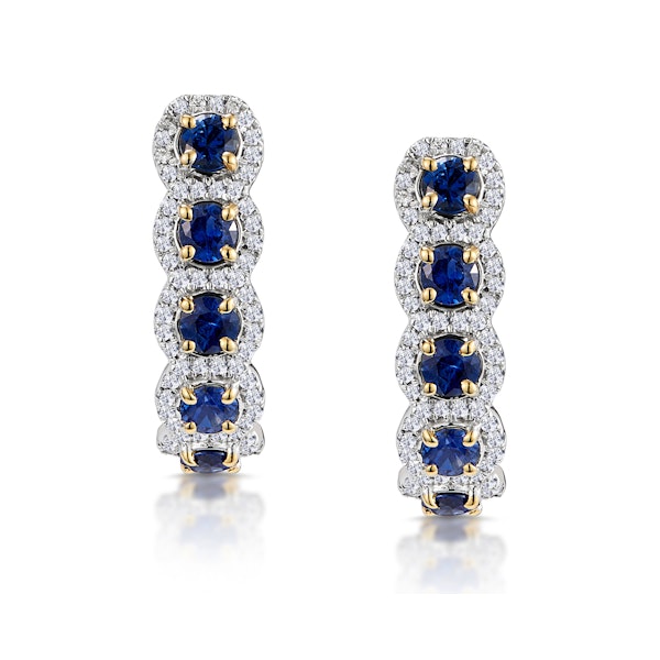 1.50ct Sapphire Diamond Halo Asteria Earrings in 18K Gold - Image 1