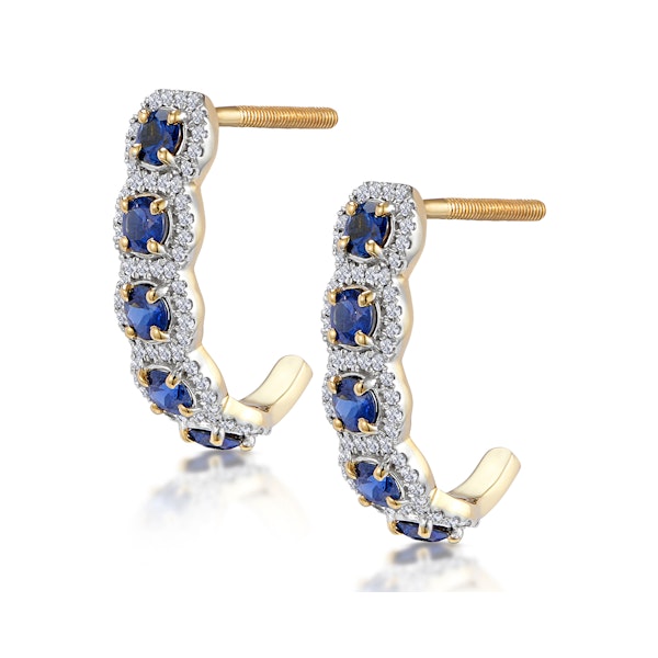 1.50ct Sapphire Diamond Halo Asteria Earrings in 18K Gold - Image 2