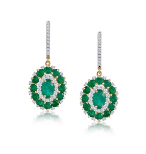 2.50ct Emerald Asteria Collection Lab Diamond Drop Earrings in 9K Gold