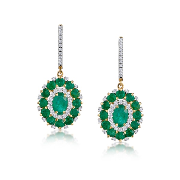 2.50ct Emerald Asteria Collection Lab Diamond Drop Earrings in 9K Gold - Image 1