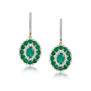 2.50ct Emerald Asteria Collection Diamond Drop Earrings in 18K Gold