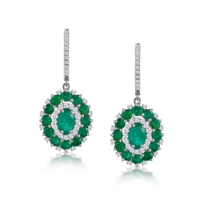 2.50ct Emerald Lab Diamond Drop Earrings in 9K White Gold - Asteria