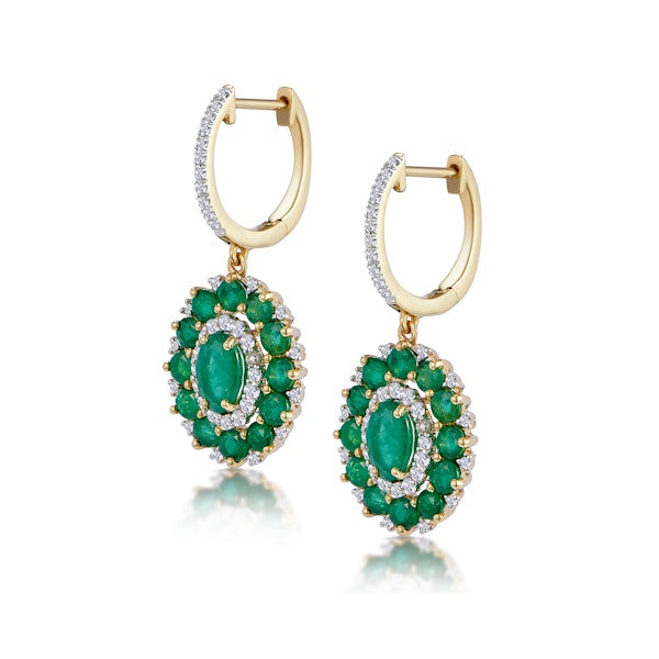 2.50ct Emerald Asteria Collection Diamond Drop Earrings in 18K Gold - Image 2