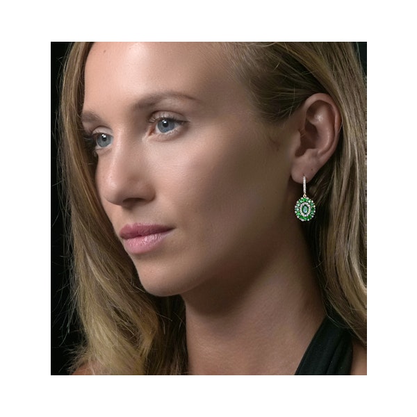 2.50ct Emerald Asteria Diamond Drop Earrings in 18K White Gold - Image 3