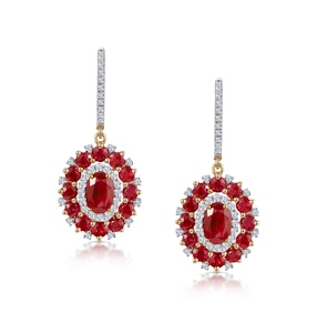2.50ct Ruby Asteria Collection Diamond Drop Earrings in 18K Gold