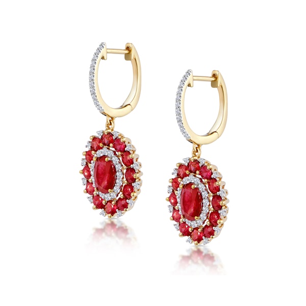 2.50ct Ruby Asteria Collection Diamond Drop Earrings in 18K Gold - Image 2