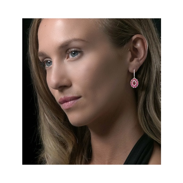 2.50ct Ruby Asteria Diamond Drop Earrings in 18K White Gold - Image 3