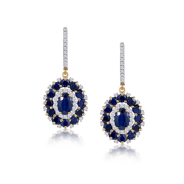 2.85ct Sapphire Asteria Collection Diamond Drop Earrings in 18K Gold - Image 1