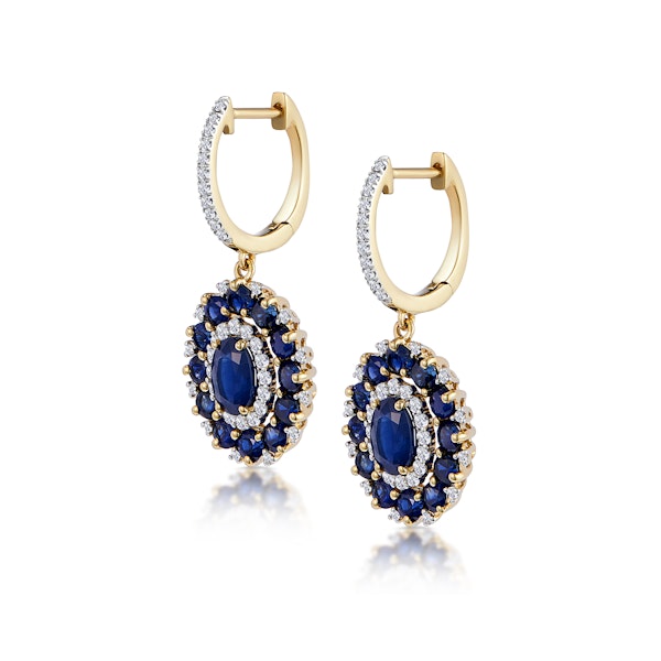 2.85ct Sapphire Asteria Lab Diamond Drop Earrings in 9K Gold - Image 2
