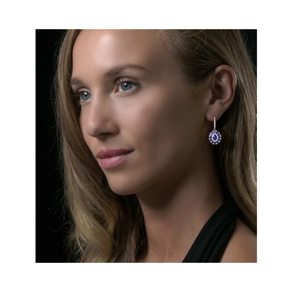 2.85ct Sapphire Asteria Diamond Drop Earrings in 18K White Gold - Image 3