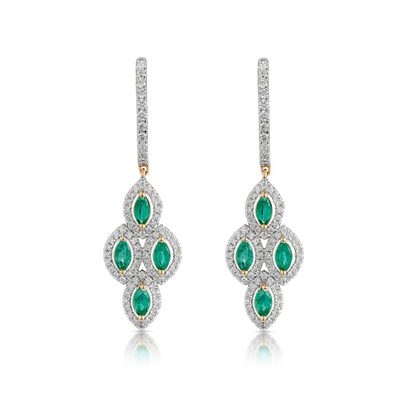 1.10ct Emerald Asteria Collection Diamond Drop Earrings in 18K Gold - Image 1