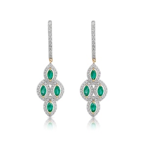1.10ct Emerald Asteria Collection Diamond Drop Earrings in 18K Gold
