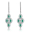 1.10ct Emerald Asteria Diamond Drop Earrings in 18K White Gold - image 1