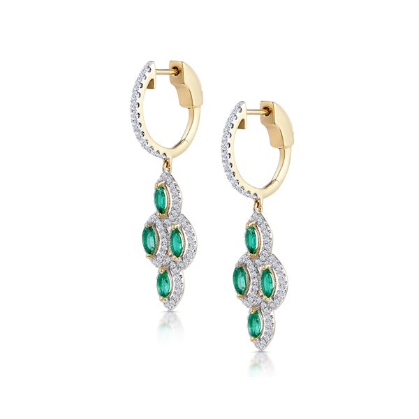 1.10ct Emerald Asteria Collection Diamond Drop Earrings in 18K Gold - Image 2