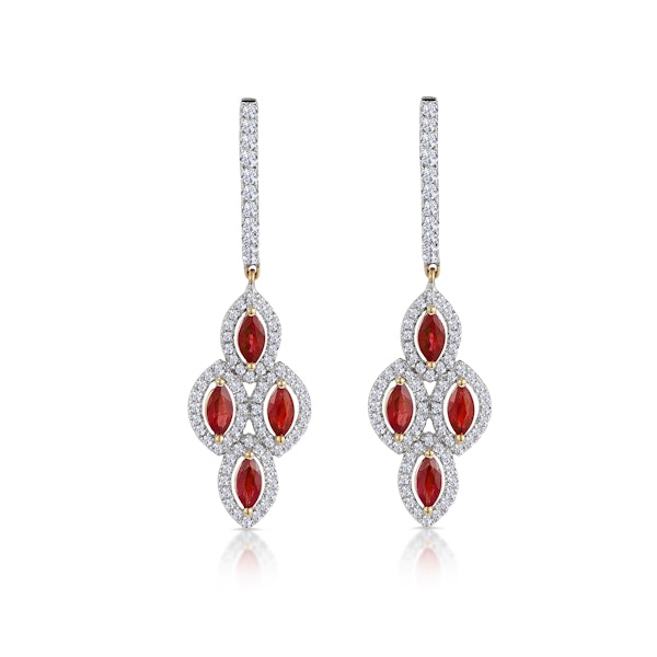 1.40ct Ruby Asteria Collection Diamond Drop Earrings in 18K Gold - Image 1