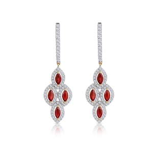 1.40ct Ruby Asteria Collection Diamond Drop Earrings in 18K Gold