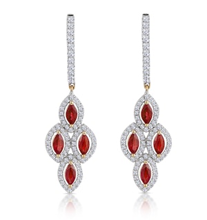 1.40ct Ruby Asteria Collection Diamond Drop Earrings in 18K Gold