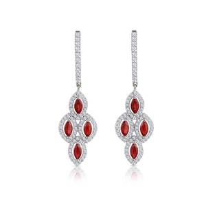 1.40ct Ruby Asteria Collection Diamond Drop Earrings 18K White Gold