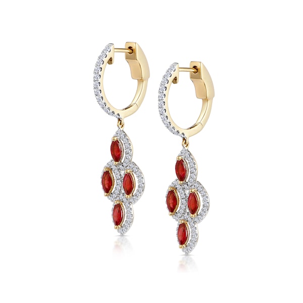 1.40ct Ruby Asteria Collection Diamond Drop Earrings in 18K Gold - Image 2