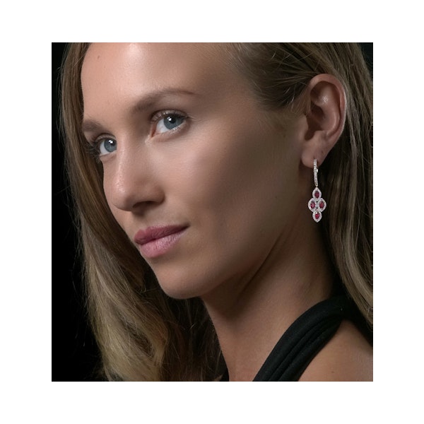 1.40ct Ruby Asteria Collection Diamond Drop Earrings in 18K Gold - Image 3