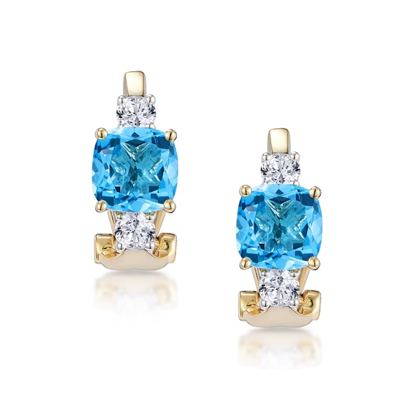 2.50ct Blue Topaz Asteria Collection Diamond Earrings in 18K Gold - Image 1
