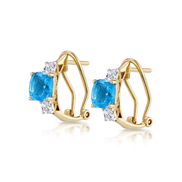 2.50ct Blue Topaz Asteria Collection Diamond Earrings in 18K Gold - Image 2