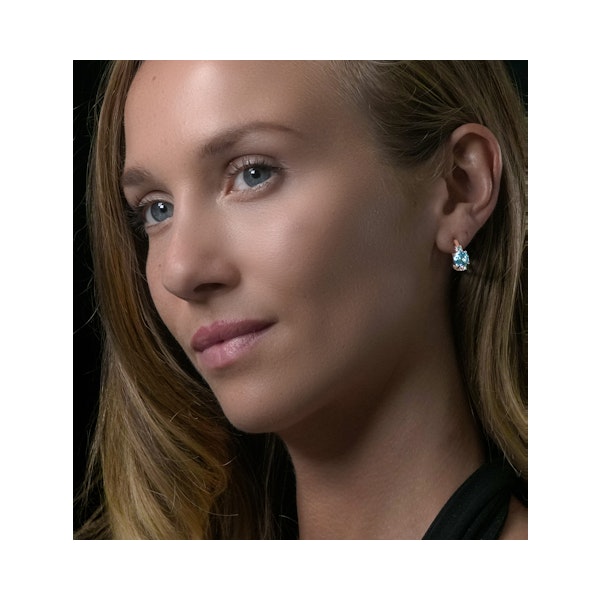 2.50ct Blue Topaz Asteria Collection Diamond Earrings in 18K Gold - Image 3