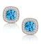 3ct Blue Topaz Asteria Collection Diamond Halo Earrings in 18K Gold - image 1
