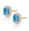 3ct Blue Topaz Asteria Collection Lab Diamond Halo Earrings in 9K Gold - image 2