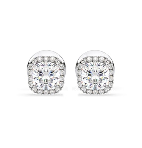 Beatrice Cushion Cut Lab Diamond Halo Earrings 1.30ct in 18K White Gold F/VS1