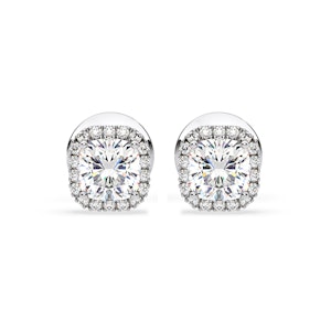 Beatrice Cushion Cut Lab Diamond Halo Earrings 1.30ct in 18K White Gold F/VS1