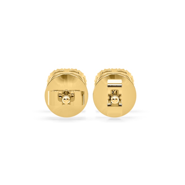 Beatrice Cushion Cut Lab Diamond Halo Earrings 1.30ct in 18K Yellow Gold F/VS1 - Image 5