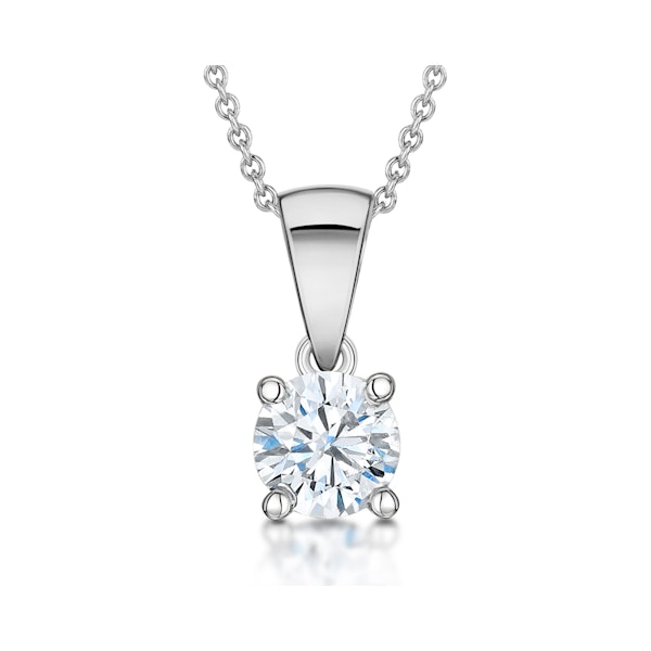 Diamond Solitaire Necklace 0.70ct Chloe Certified in 18KW Gold E/VS1 - Image 1