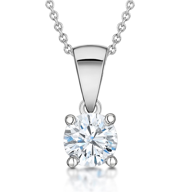 Diamond Solitaire Necklace 0.70ct Chloe Certified in 18KW Gold G/SI2 - image 1