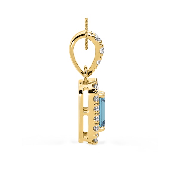 Annabelle Blue Lab Diamond Emerald Cut Halo Necklace 1.38ct in 18KGold - Elara Collection - Image 5