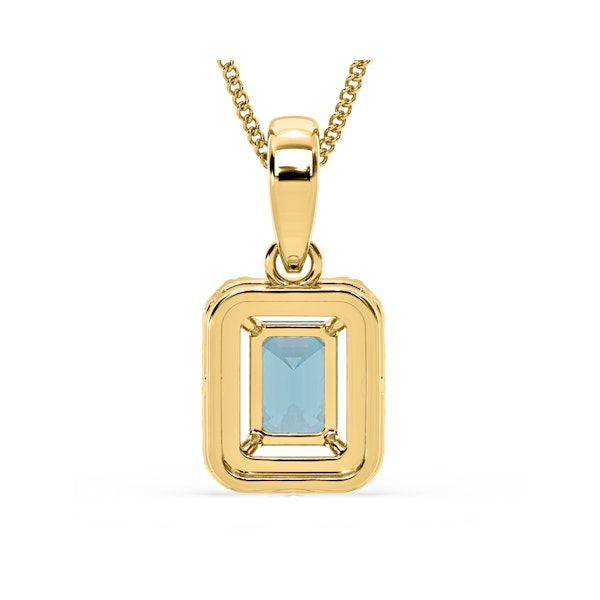 Annabelle Blue Lab Diamond Emerald Cut Halo Necklace 1.38ct in 18KGold - Elara Collection - Image 6