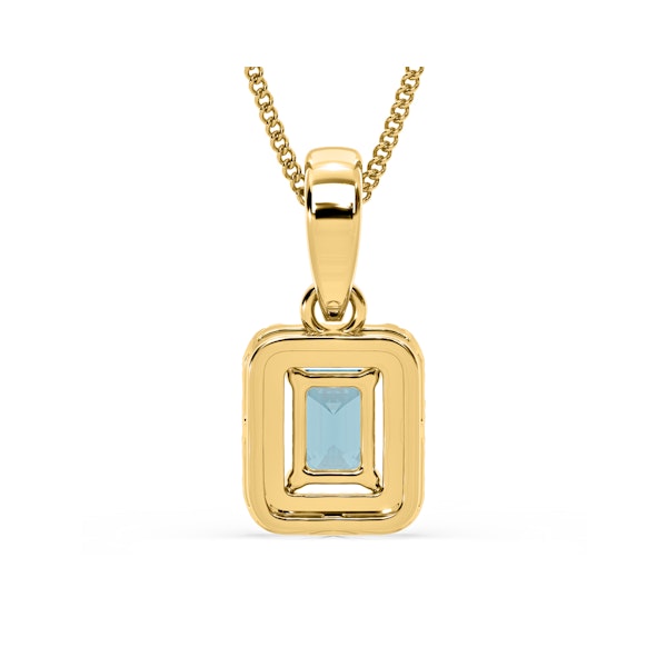 Annabelle Blue Lab Diamond Emerald Cut Halo Necklace 0.70ct in 18KGold - Elara Collection - Image 6