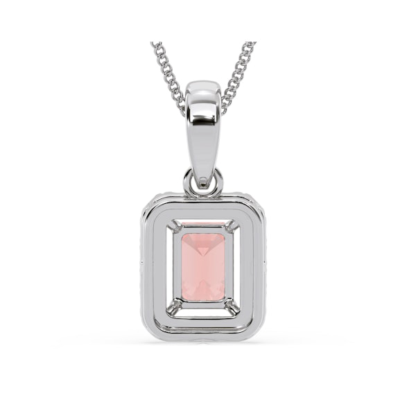 Annabelle Pink Lab Diamond Emerald Cut Halo Necklace 1.38ct in 18K White Gold - Elara Collection - Image 6