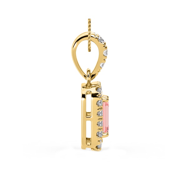 Annabelle Pink Lab Diamond Emerald Cut Halo Necklace 1.38ct in 18KGold - Elara Collection - Image 5